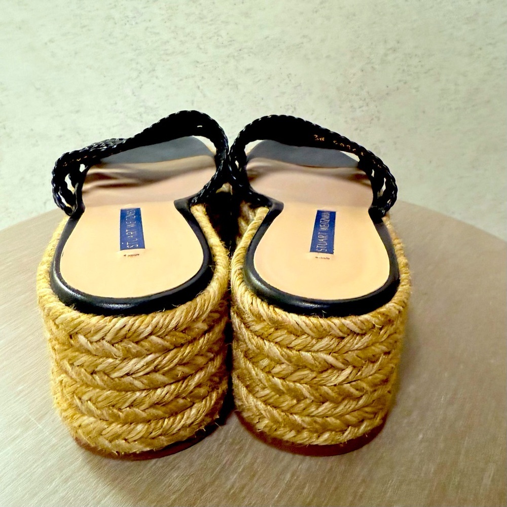 STUART WEITZMAN 38 WOMENS BLACK ROPED‎ SLIP ON SUMMER VACATION SUNDRESS SANDALS - Picture 8 of 10